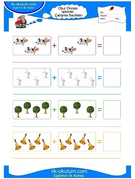 Çocuklar İçin toplam işlemi yaprak testleri 